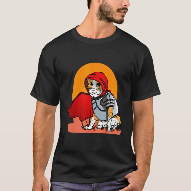 T-shirt Chevalier Héros Miaou Chat (Devant)
