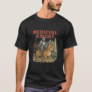 T-shirt Chevalier médiéval chevauchant un chat drôle chats