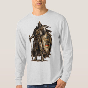 T-shirt Chevalier Médiéval Samouraï Guerrier Hommes Manche