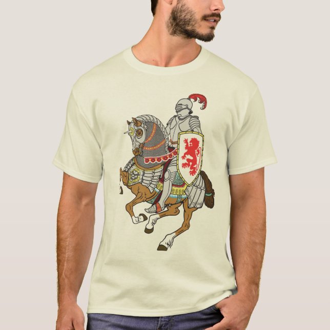 T-shirt chevalier médiéval sur un cheval (Devant)