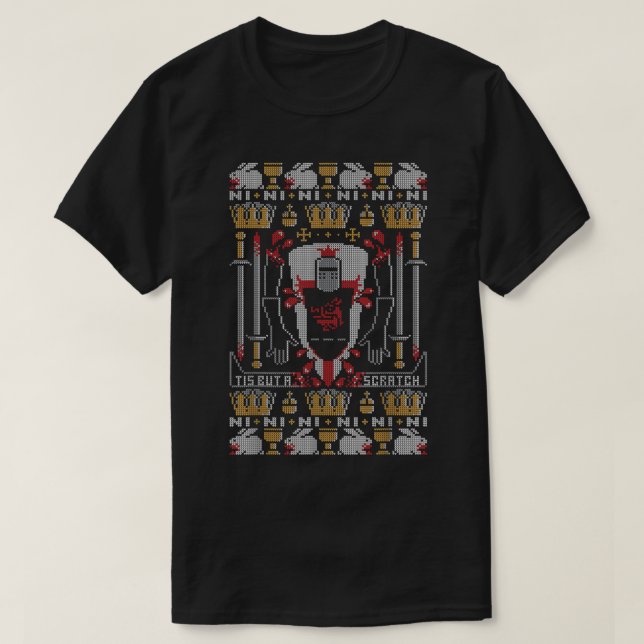 T-shirt Chevalier noir Saint Graal Jambes De Britanniques  (Design devant)
