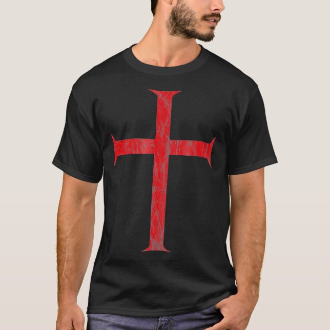 T-shirt Chevalier Templier Croix Vintage (Devant)