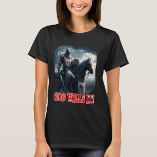 T-shirt Chevalier Templier Dieu le Veut sur Casque Plat de