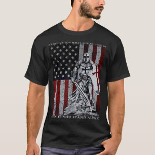 T-shirt Chevalier Templier Drapeau Américain Croisés