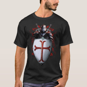 T-shirt Chevalier Templier Drapeau Casque Croix épée