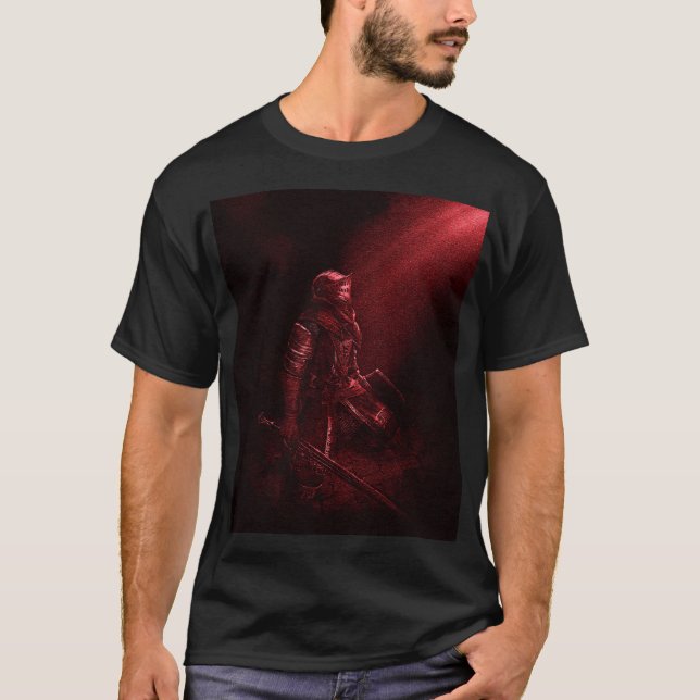 T-shirt Chevalier tombé des âmes foncées (Devant)