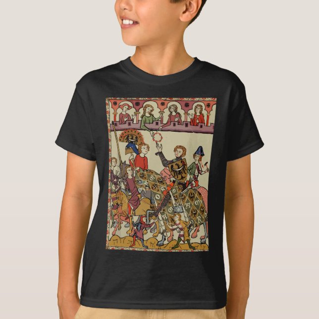T-shirt Chevalier victorieux, Art médiéval du XIVe siècle (Devant)