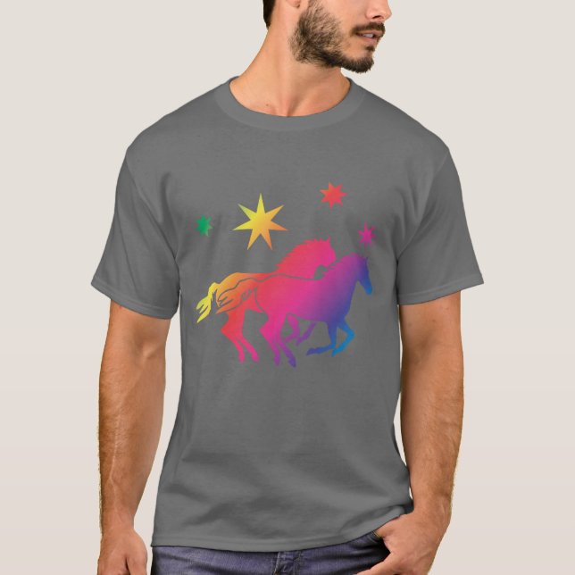 T-shirt Chevaux arc-en-ciel (Devant)