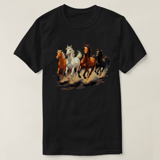 T-shirt Chevaux Collage Cheval Lover Horseback équitation (Design devant)
