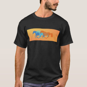 T-shirt Chevaux Colorés en Course