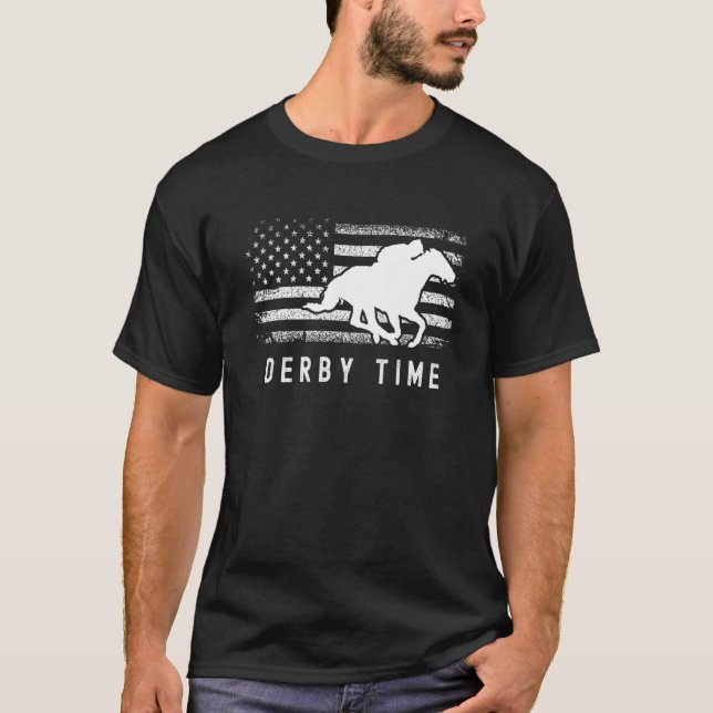 T-shirt Chevaux   Course de chevaux Derby Time Cheval (Devant)