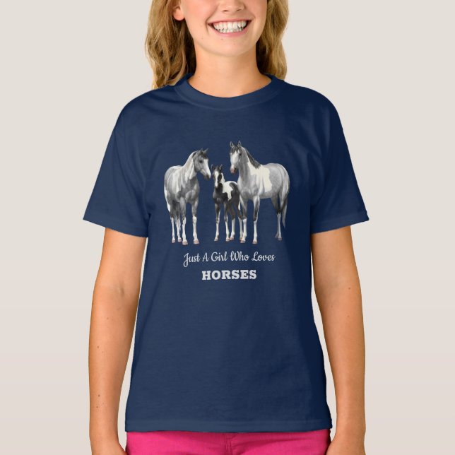 T-shirt Chevaux de canne à peinture gris rose (Devant)