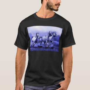 T-shirt Chevaux de course et Lune Bleue