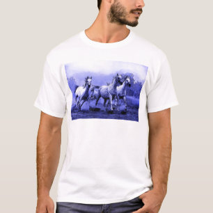 T-shirt Chevaux de course et Lune Bleue