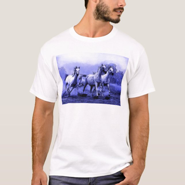 T-shirt Chevaux de course et Lune Bleue (Devant)
