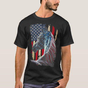 T-shirt Chevaux Drapeau Amérique 4 Juillet Fête Indépendan