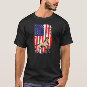 T-shirt Chevaux Drapeau vintage Américain Ferme D'Équitati