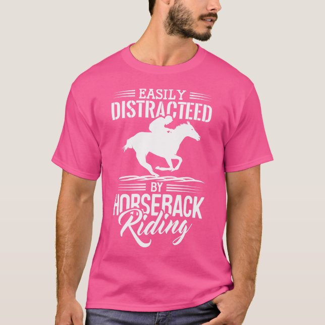 T-shirt Chevaux drôles distraits par le cavalier de cheval (Devant)