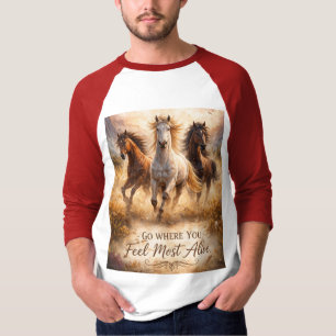 T-shirt Chevaux en liberté Esprit Sauvage Raglan de motiva