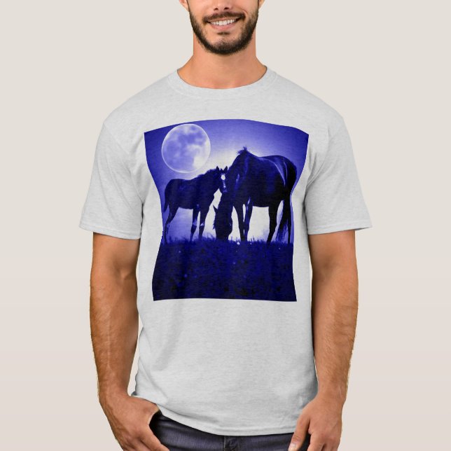 T-shirt Chevaux en Nuit Bleue (Devant)