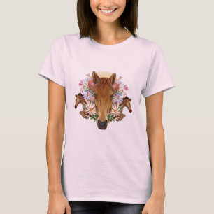 T-shirt Chevaux et fleurs