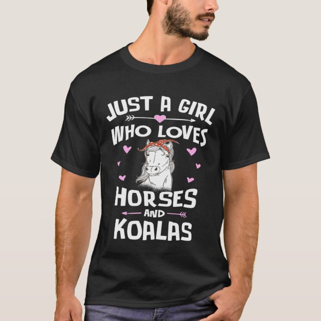 T-shirt Chevaux Et Koalas Pour Filles Femmes (Devant)