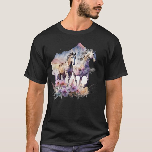 T-shirt Chevaux Fleurs Wild Mane Boho Western Southern Cow (Devant)