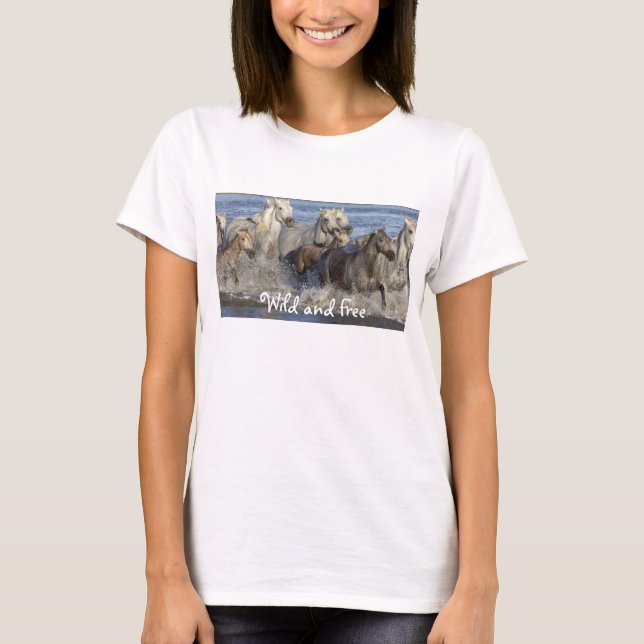 T-Shirt Chevaux galopant dans l'eau (Devant)