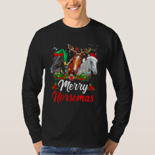 T-shirt Chevaux Père Noël Reindeer illuminations de Noël J