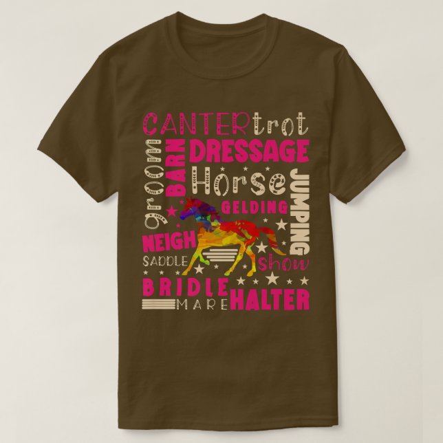 T-shirt Chevaux Pony Horseback Ride Canter Trot Dressage S (Design devant)
