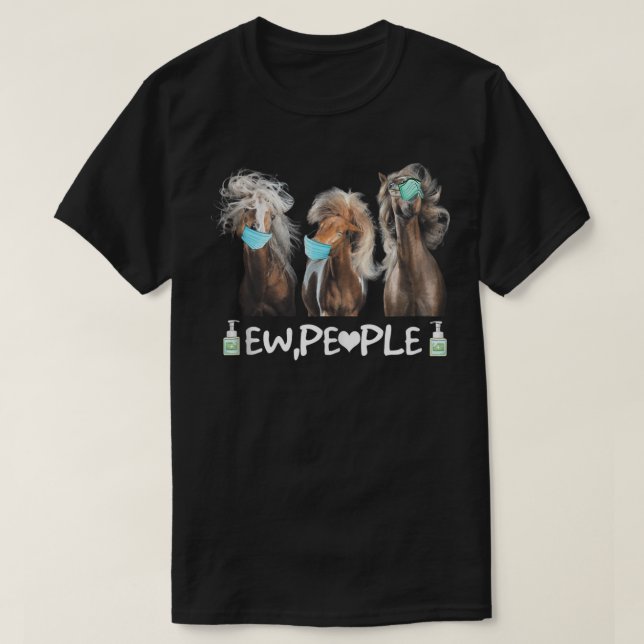 T-shirt Chevaux portant Masque Visage Ew Amoureux des anim (Design devant)