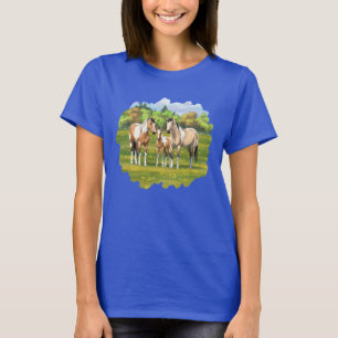 T-shirt Chevaux Poulet Poulet Poulet À Peinture En Pâturag