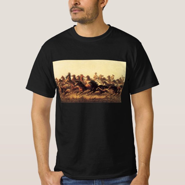 T-shirt Chevaux sauvages de course par James Walker (Devant)