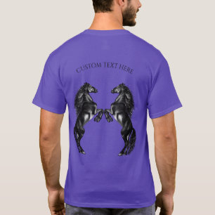T-Shirt Chevaux Sauvages Debout avec Texte Personn