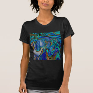 T-shirt Chevaux sauvages en Brown et Turquoise