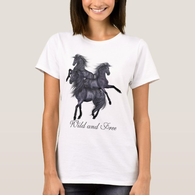 T-shirt Chevaux sauvages et libres (Devant)
