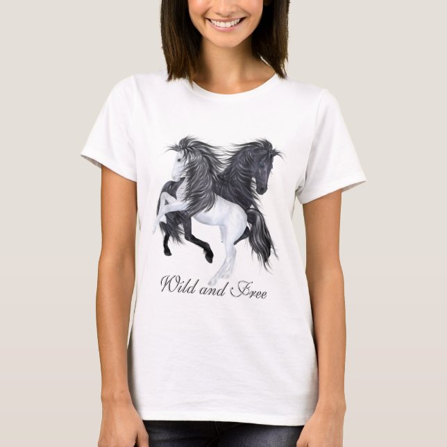 T-shirt Chevaux sauvages et libres (Devant)