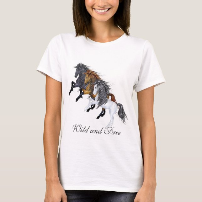 T-shirt Chevaux sauvages et libres (Devant)