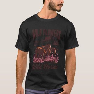 T-shirt Chevaux Sauvages Fleurs Sauvages Cowgirl Western R