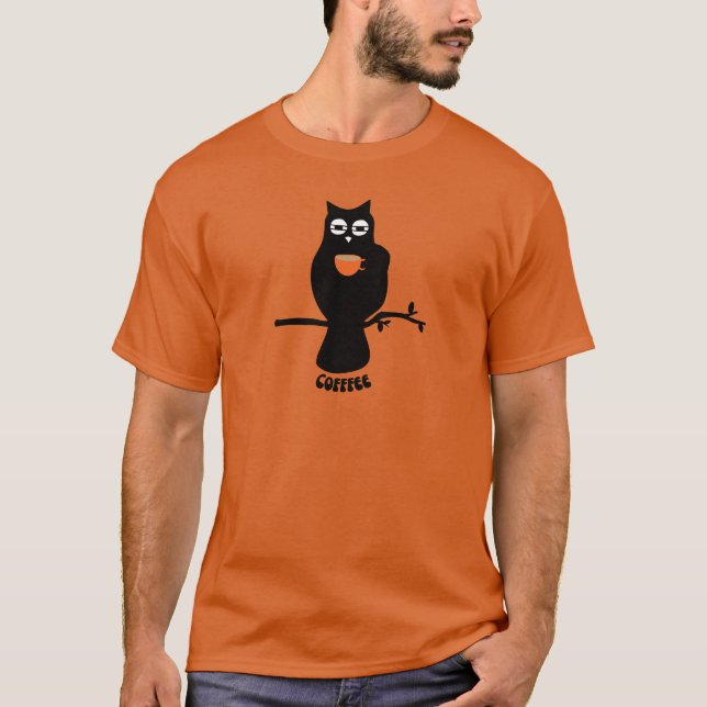 T-shirt Chevêche à l'oeil droopy au café (Devant)