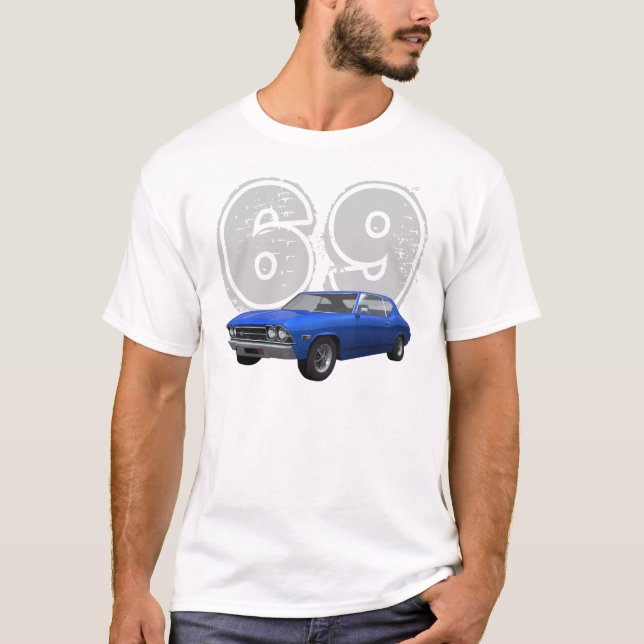 T-shirt Chevelle 1969 solides solubles : Finition bleue : (Devant)