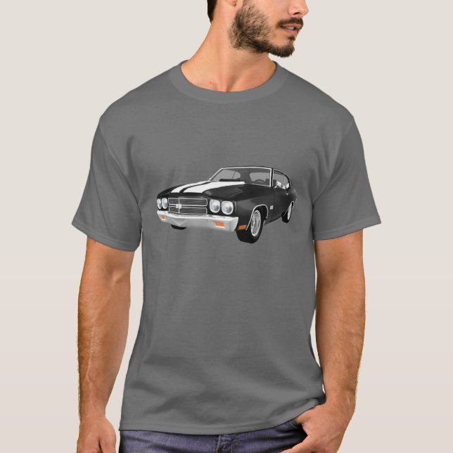 T-shirt Chevelle 1970 solides solubles : Finition noire : (Devant)