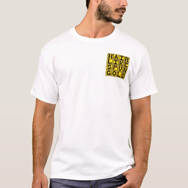 T-shirt Cheveux Comme de l'Or Filé, Description Blonde (Devant)