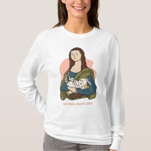 T-shirt Cheveux de chat ne se soucient pas mignon Mona Lis