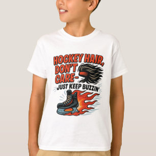 T-shirt Cheveux de hockey, on s'en fiche, continuez à bour