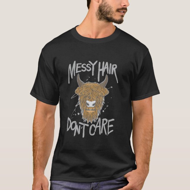 T-shirt Cheveux Décoiffés Ça M'est Égal Vache Écossaise De (Devant)