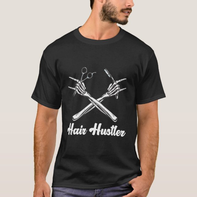 T-shirt Cheveux Hustler Coiffeur Ciseaux Coiffeur (Devant)