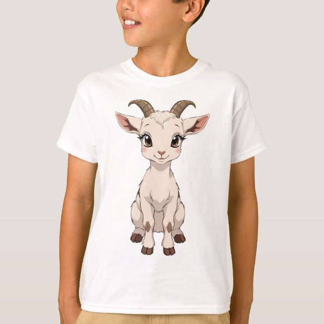 T-shirt Chèvre Anime mignonne aux yeux grands (Devant)