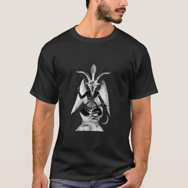 T-shirt Chèvre Baphomet d'or avec symboles sataniques (Devant)