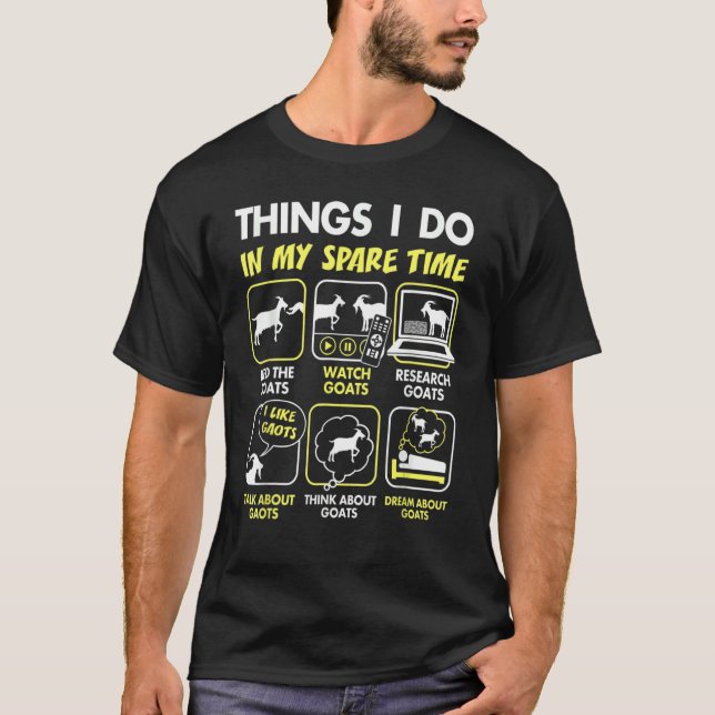 T-shirt Chèvre choses que je fais dans mon temps libre chè (Devant)